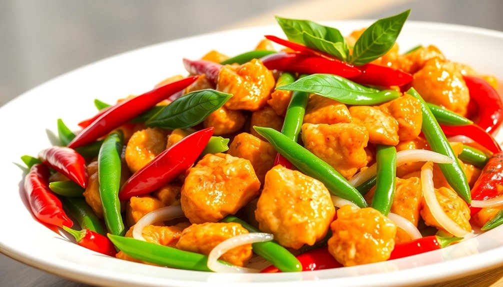 master authentic thai stir fry chicken with Chillies 