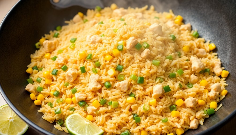 stir fry rice with chicken